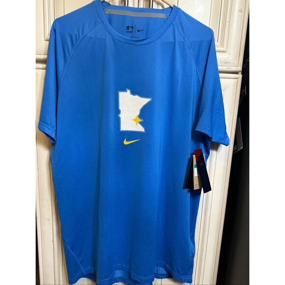 Nike Dri-fit Men's Authentic Collection Minnesota Twins Active Tee Blue XL NWT - Picture 1 of 9